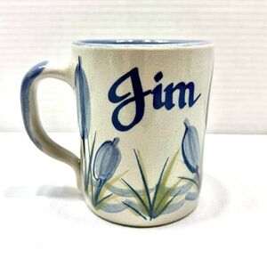 LOUISVILLE STONEWARE Vintage Blue Mallard Duck Cattails Personalized Mug “Jim”